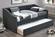 F9454 Charcoal Burlap Day Bed w/Slats & Trundle by Poundex