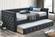 F9460 Charcoal Burlap Day Bed w/Slats & Trundle by Poundex