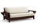 Premium Futon Set - Full Size - Tiro Dark Cherry Wall Hugger Frame, Mattress w/Removable Suede Cover
