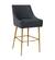 Beatrix Pleated Dark Gray Velvet Bar Stool by TOV Furniture