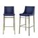 Modrest Mimi - Contemporary Blue Velvet & Antique Brass Bar Stool (Set of 2) by VIG Furniture