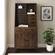 64 Inch Storage Desk & Hutch with Keyboard Drawer - Dark Walnut by Walker Edison