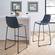 30 Inch Industrial Faux Leather Barstools (Set of 2) - Navy Blue by Walker Edison