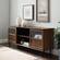 58 Inch Glass & Wood Split Panel Door TV Console - Dark Walnut by Walker Edison