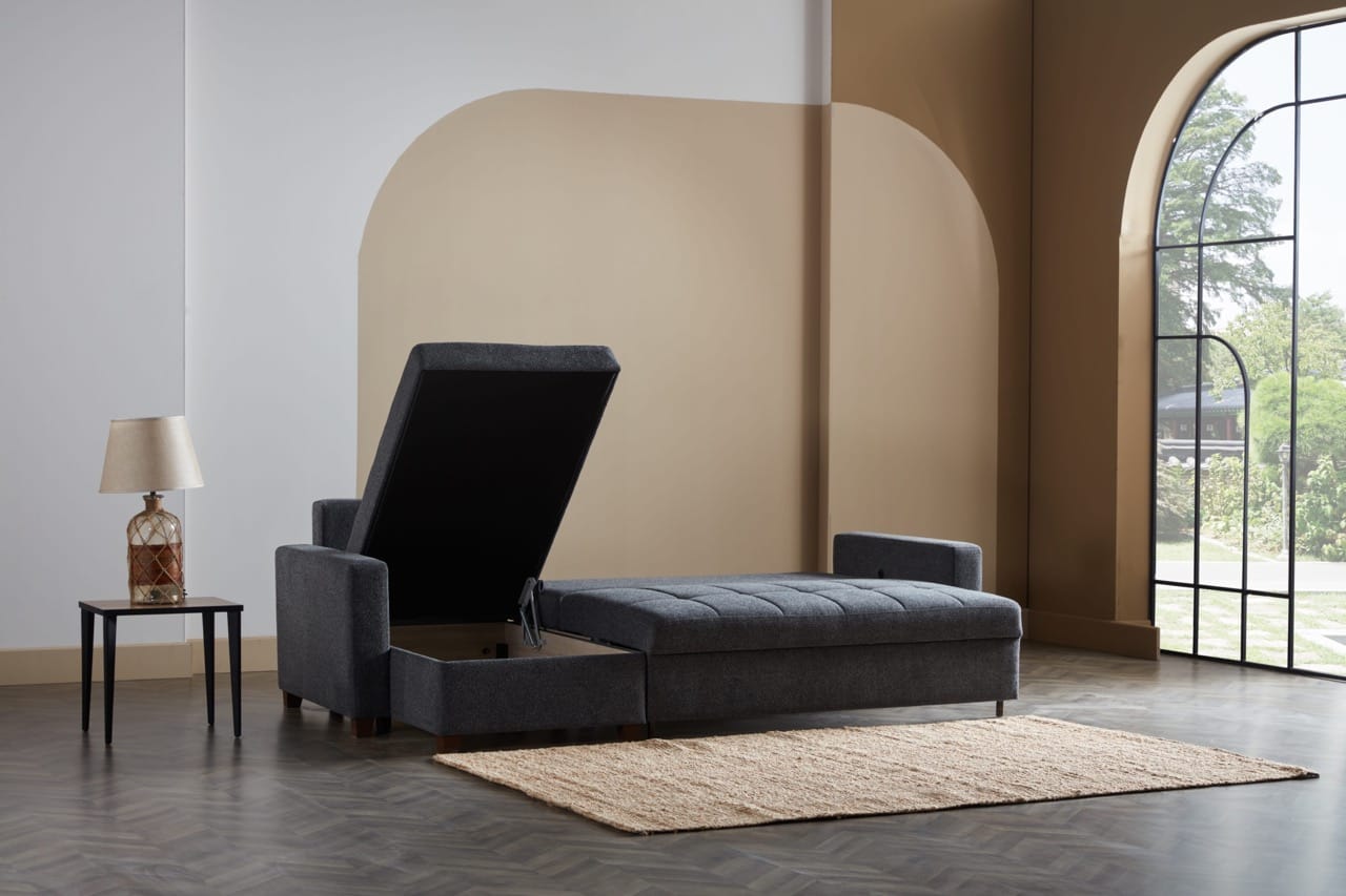 Mocca Fabric Reversible Queen Sleeper Storage Sectional Mocca Fabric Reversible Queen Sleeper Storage Sectional