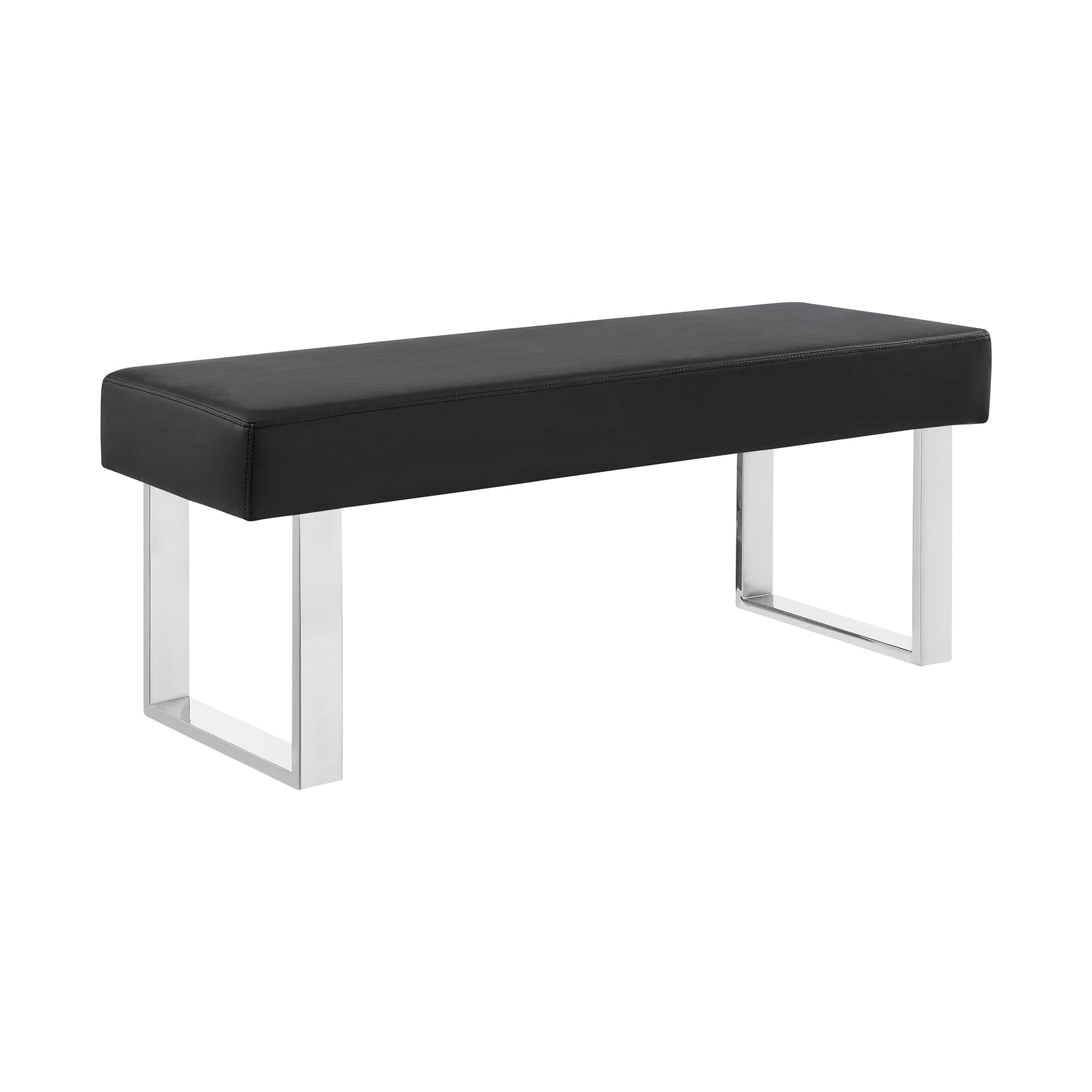 Armen Living Amanda Bench in White and Chrome Finish