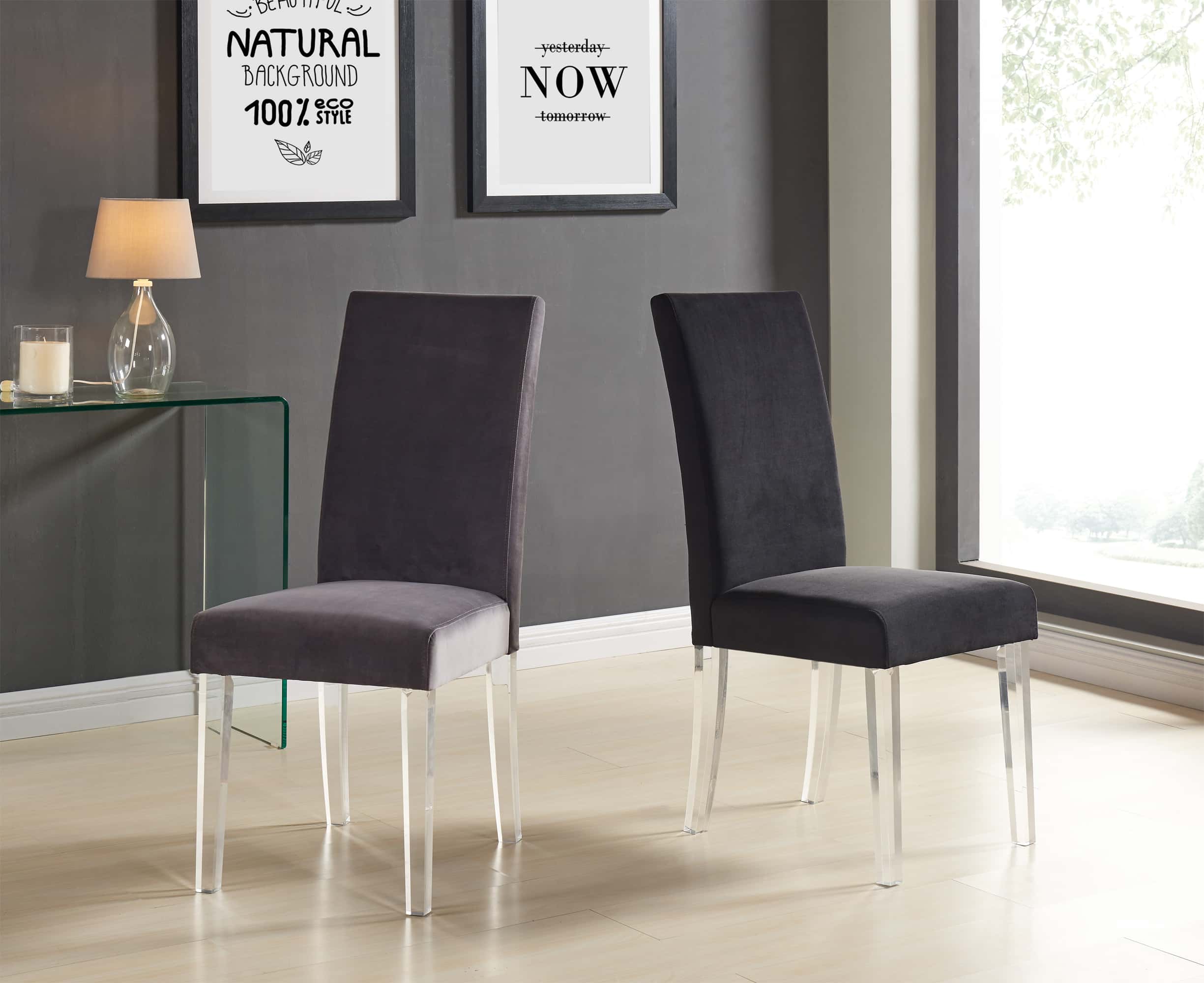 Dalia Modern & Contemporary Dining Chair in Black Velvet w/Acrylic Legs ...