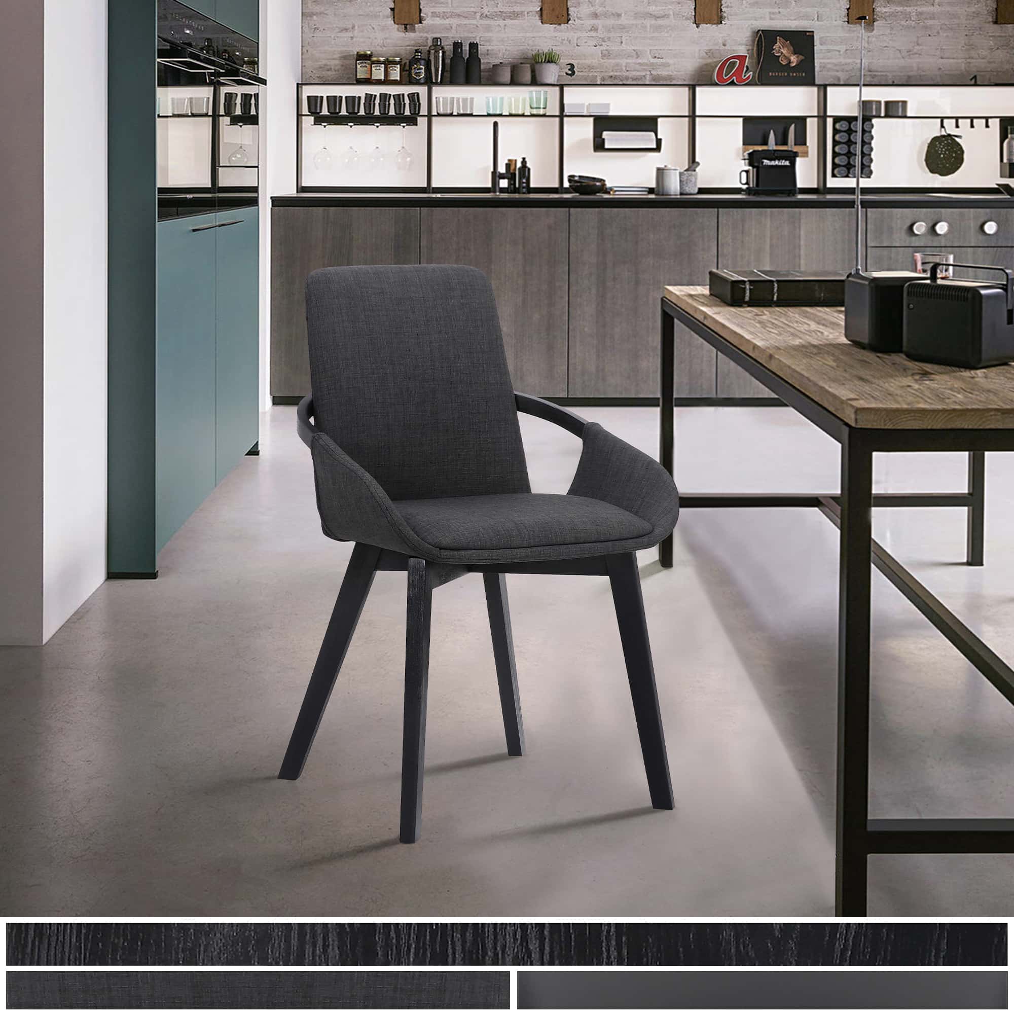 Greisen Modern Charcoal Wood Dining Room Chair by Armen Living