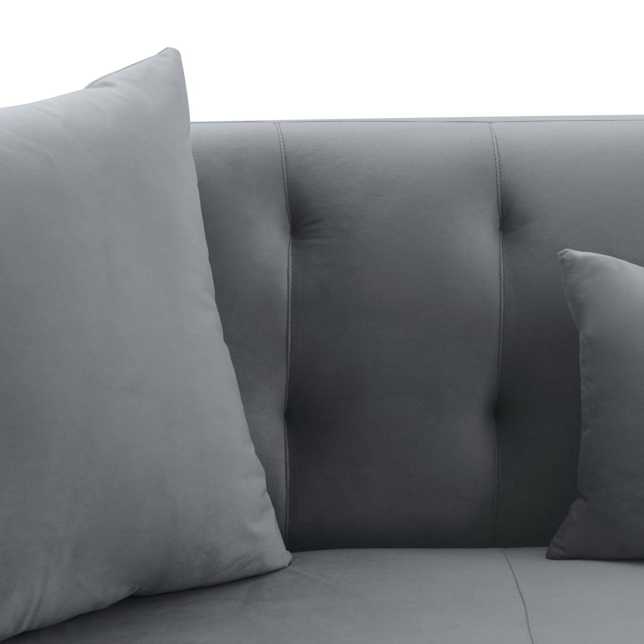 Melange Gray Velvet Sofa w/Black Wood Base at Futonland