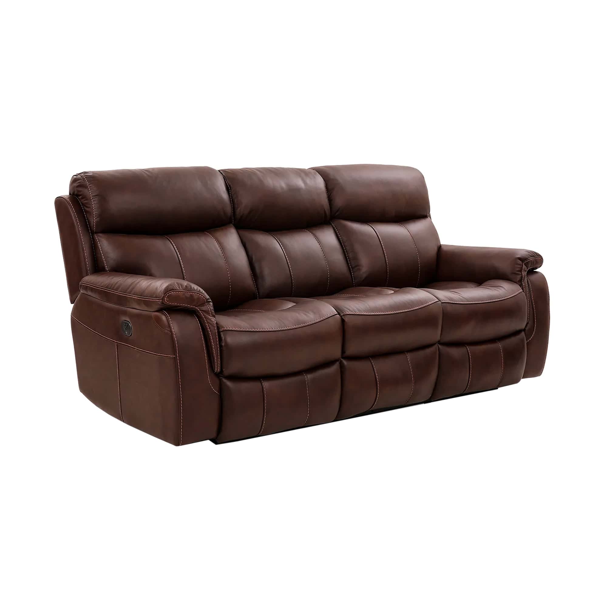 Armen Living Montague Dual Power Headrest and Lumbar Support Recliner Chair in Genuine Brown Leather