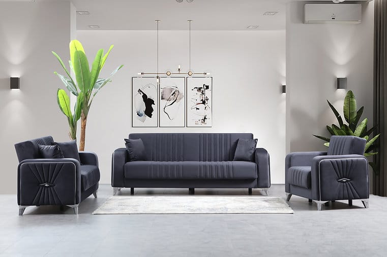 Levante Dark Gray Velvet Chair - Thumbnail 5