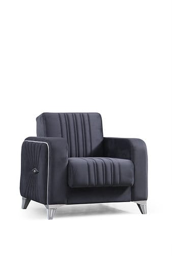 Levante Dark Gray Velvet Chair - Thumbnail 2