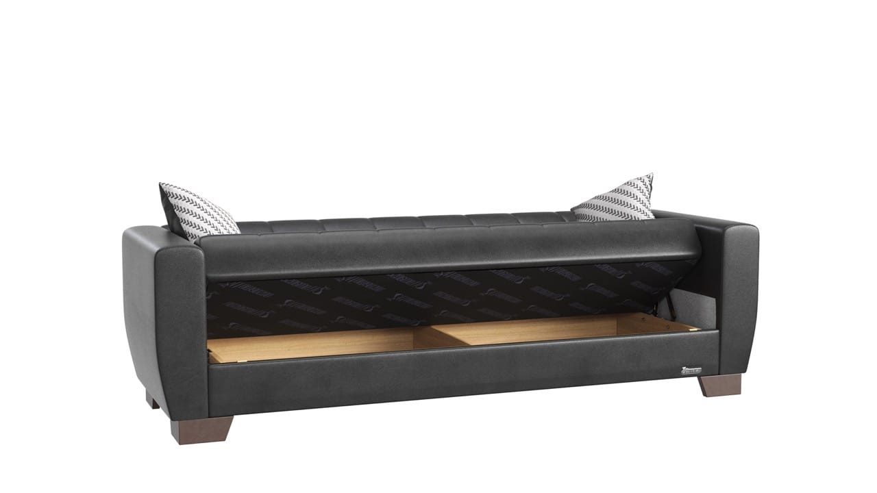 Barato Black PU Leatherette Sofa Bed - Thumbnail 4