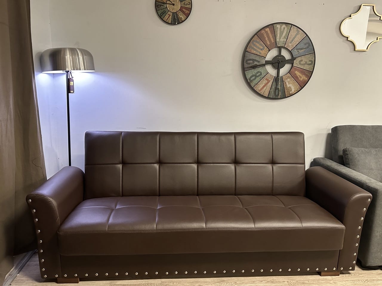 Floor Sample Diva Brown PU Leatherette Sofa Bed by Casamode