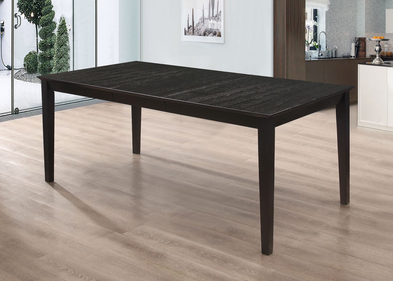 Louise Rectangular Dining Table with Extension Leaf Black at Futonland