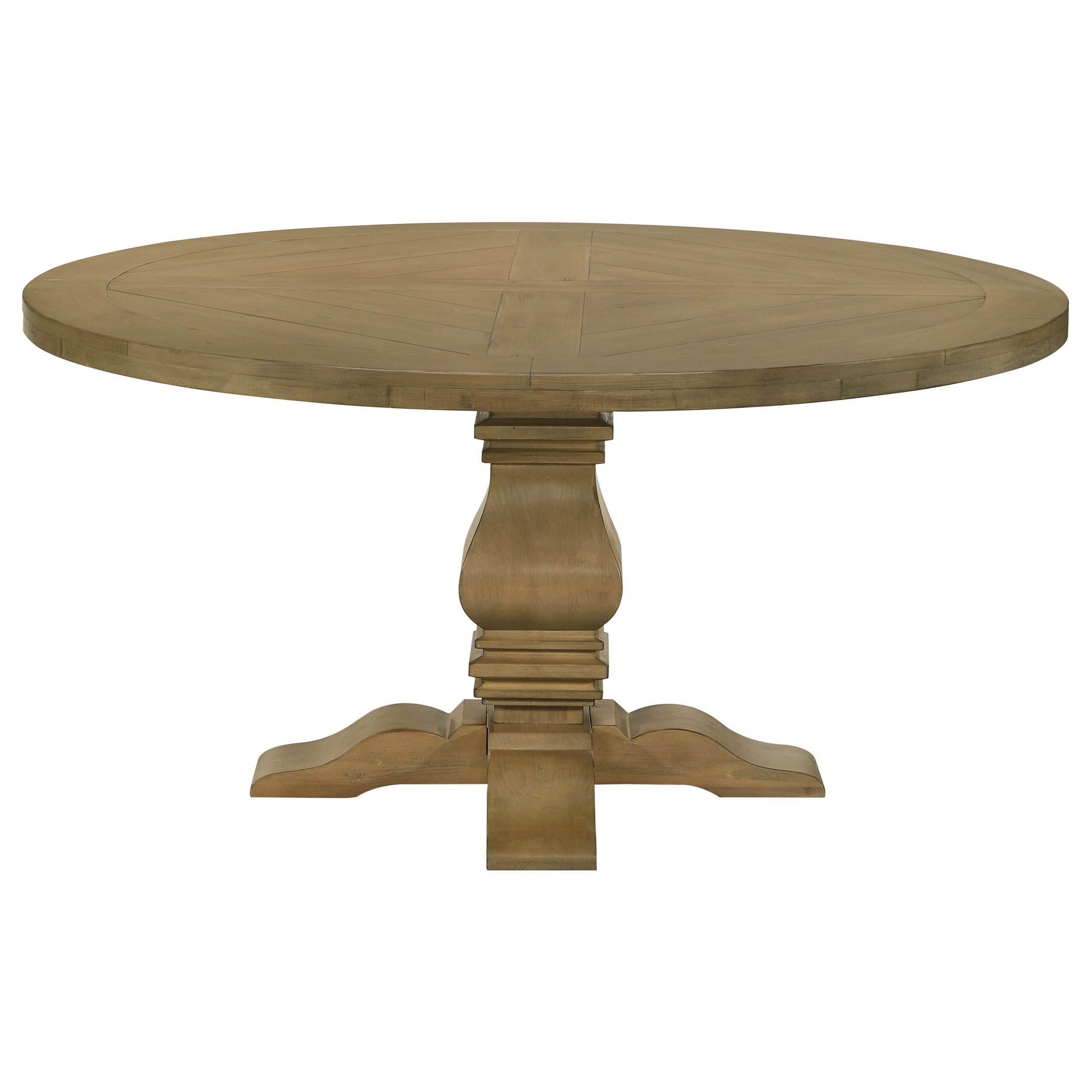 Florence Round Pedestal Dining Table Rustic Smoke at Futonland