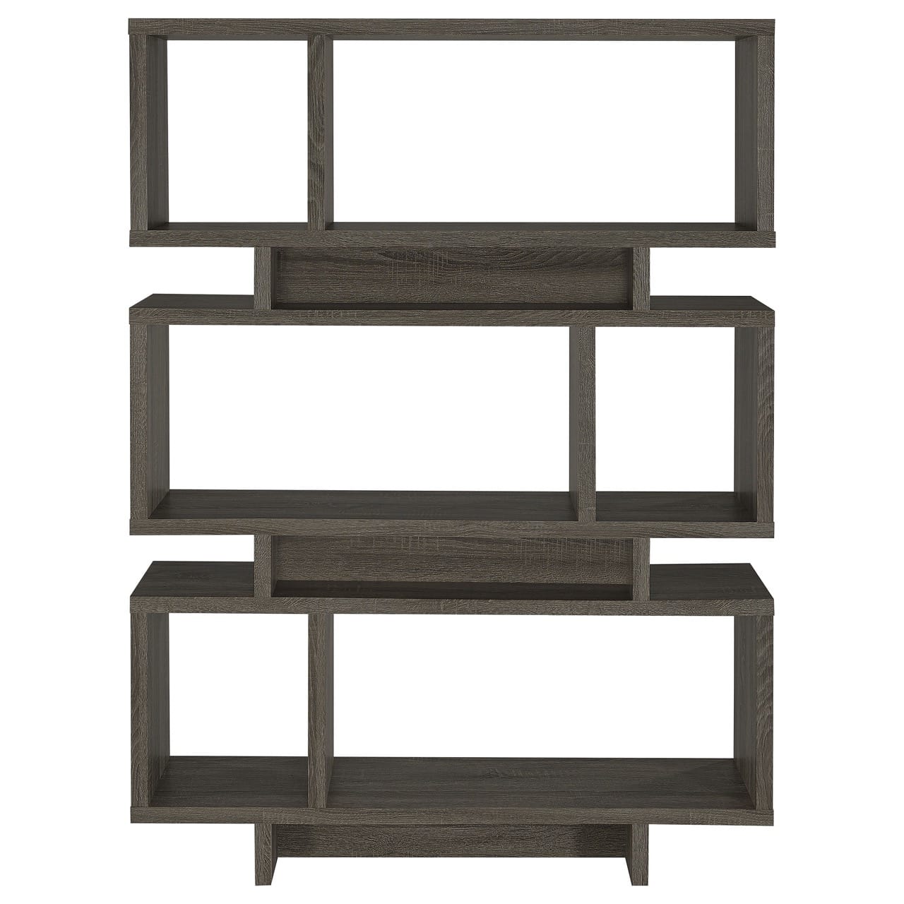 Reid 3-tier Geometric Bookcase Weathered Grey at Futonland