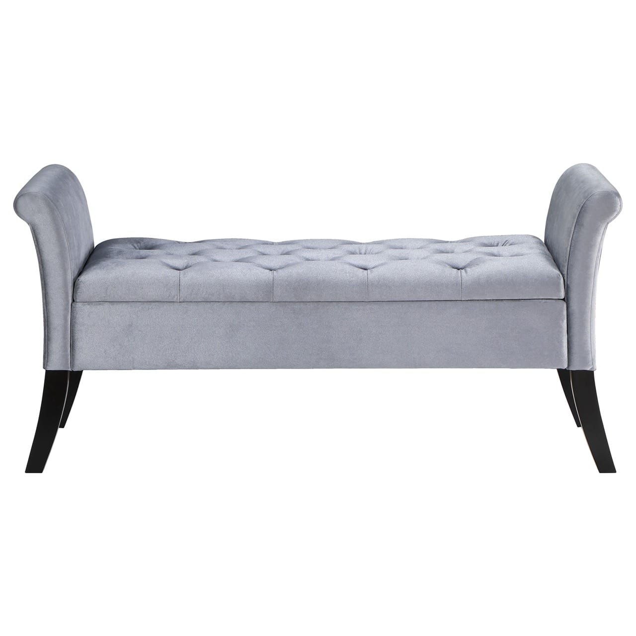 Farrah Upholstered Rolled Arms Storage Bench Silver and Black at Futonland