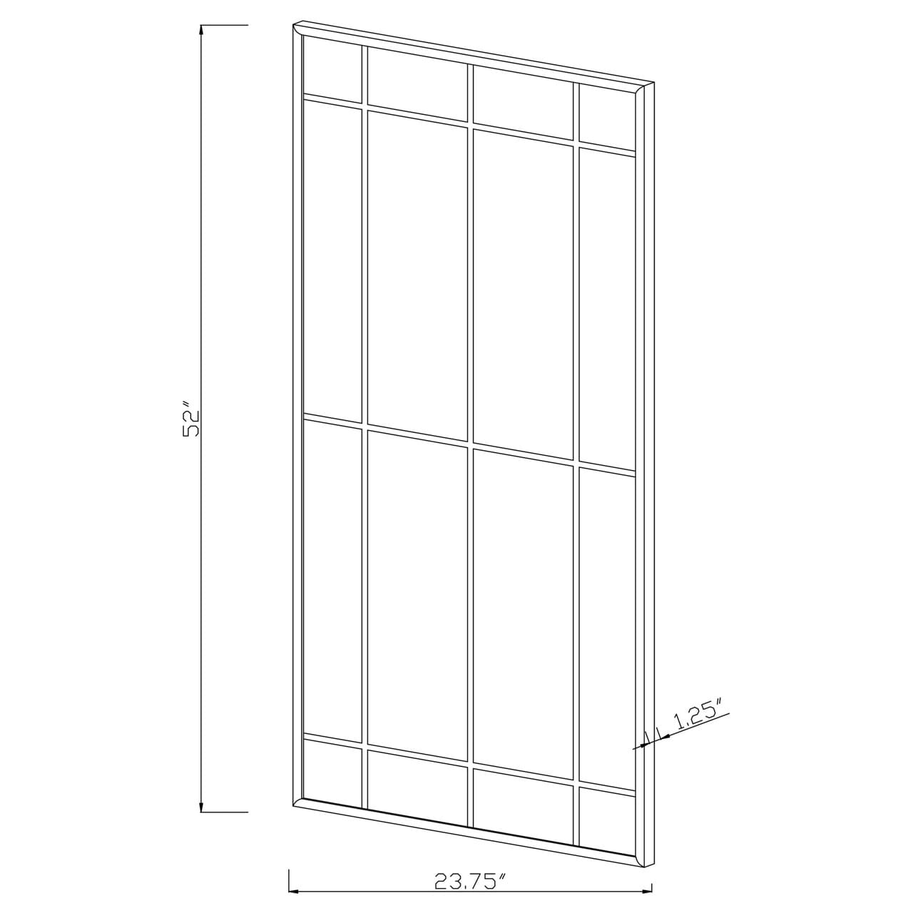 Annetta Rectangular Window Pane Wall Mirror Black at Futonland