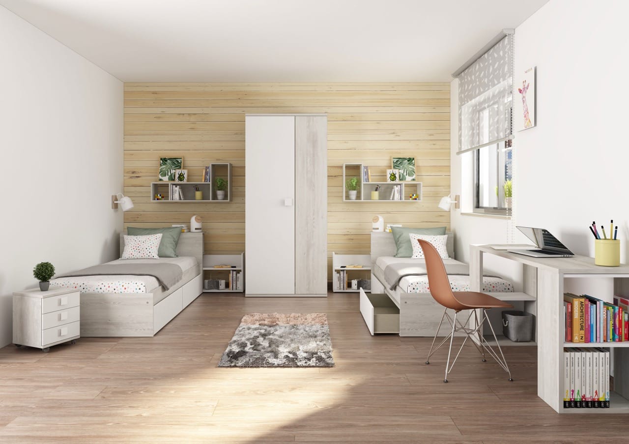 Jazz Kids Oak White Bedroom Set - Thumbnail 2