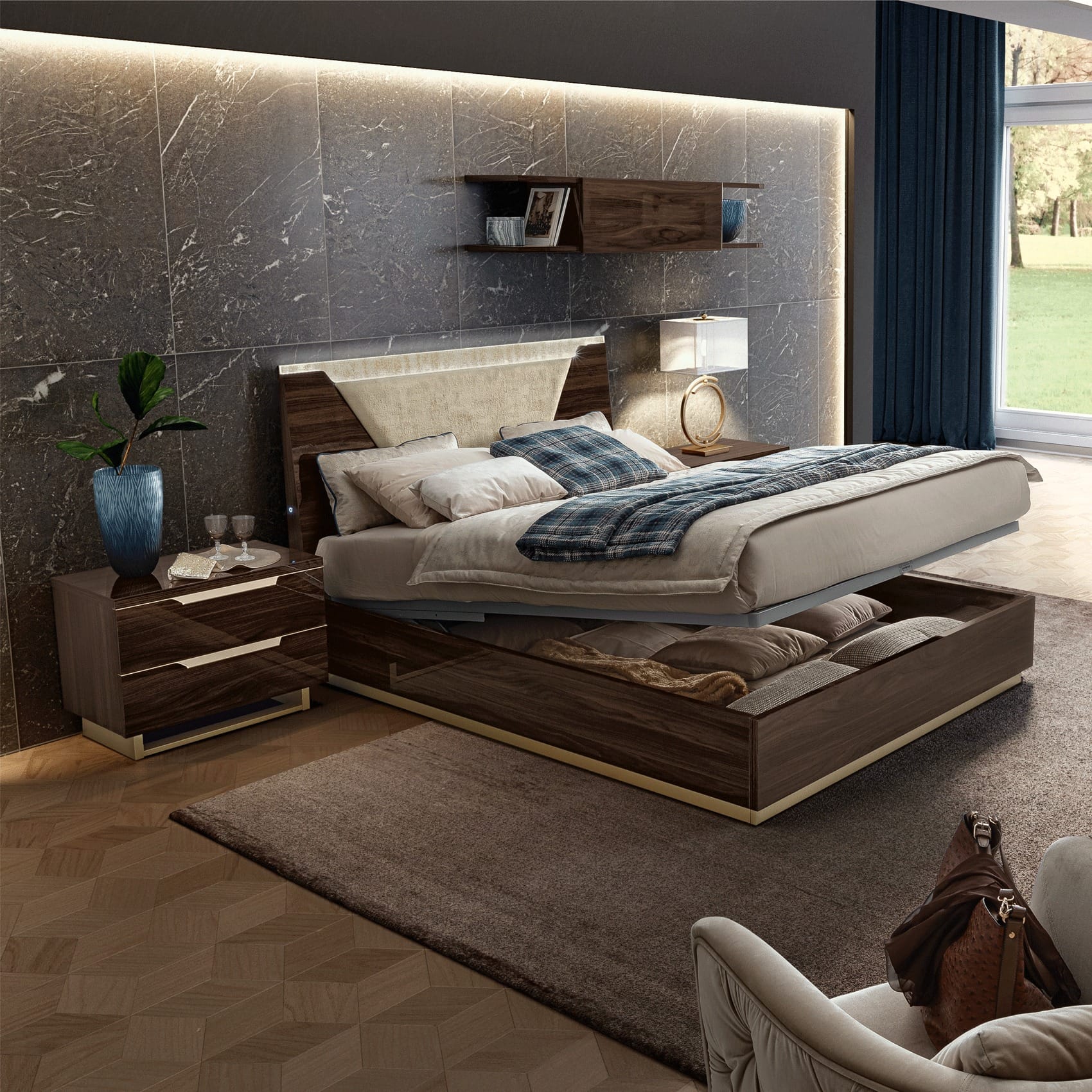 Smart Walnut Bedroom Set - Thumbnail 2