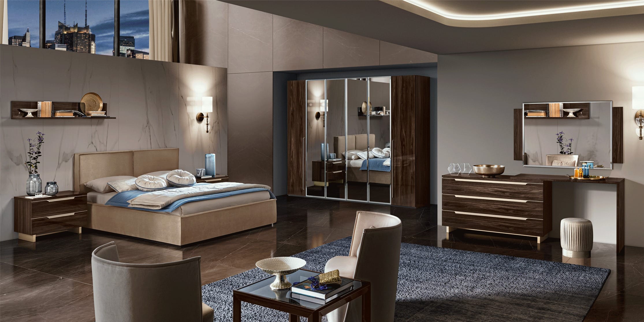 Smart Walnut Bedroom Set - Thumbnail 4