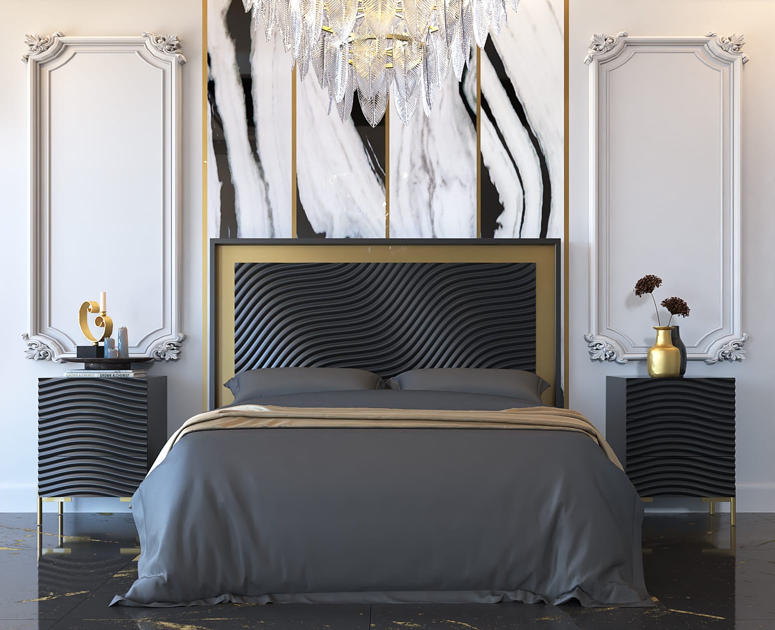 Wave Dark Gray Bedroom Set - Thumbnail 2