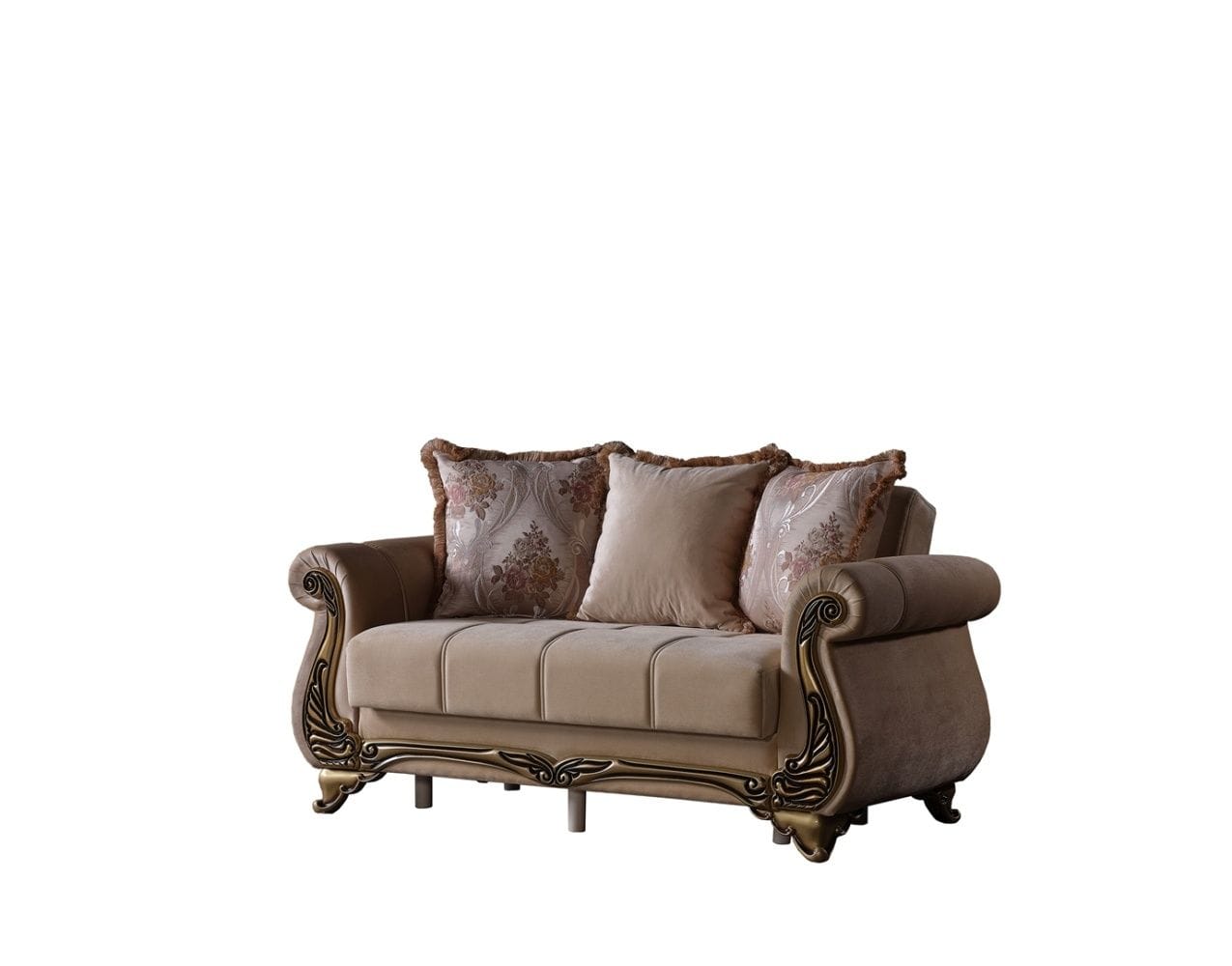 Karizma Convertible Loveseat Sleeper, Beige By Furnia Furniture