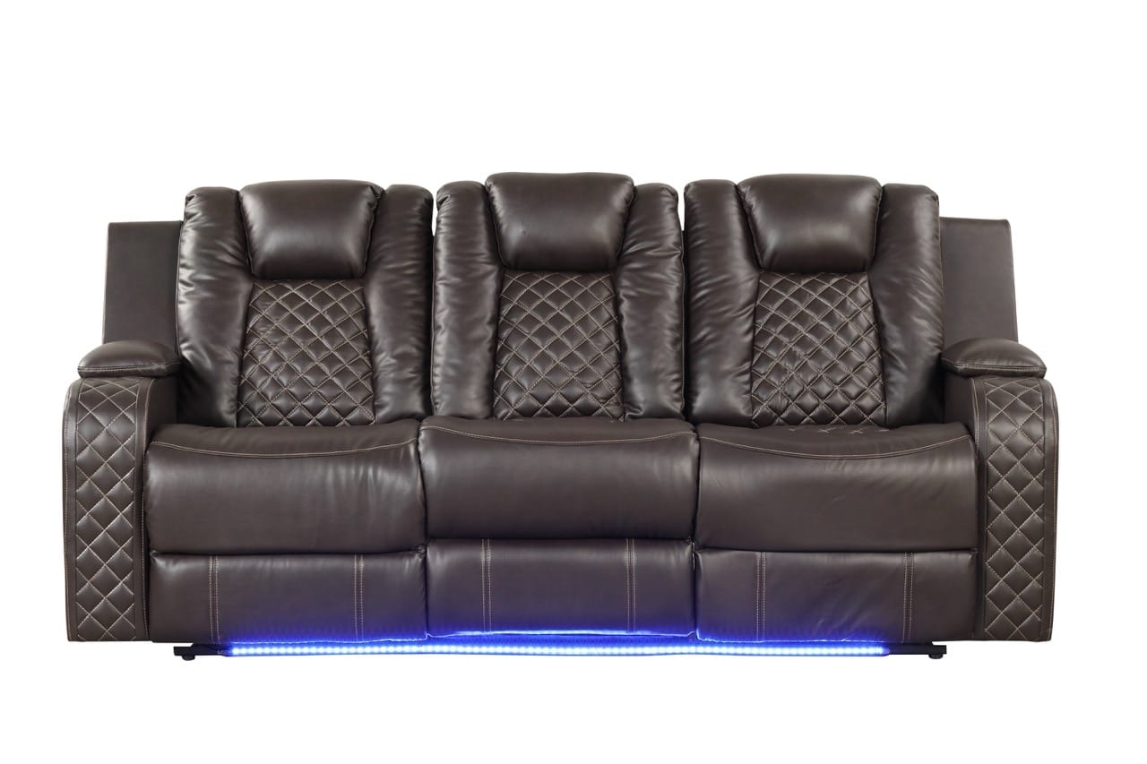 Benz Brown Faux Leather Reclining Sofa, Loveseat & Chair - Thumbnail 3