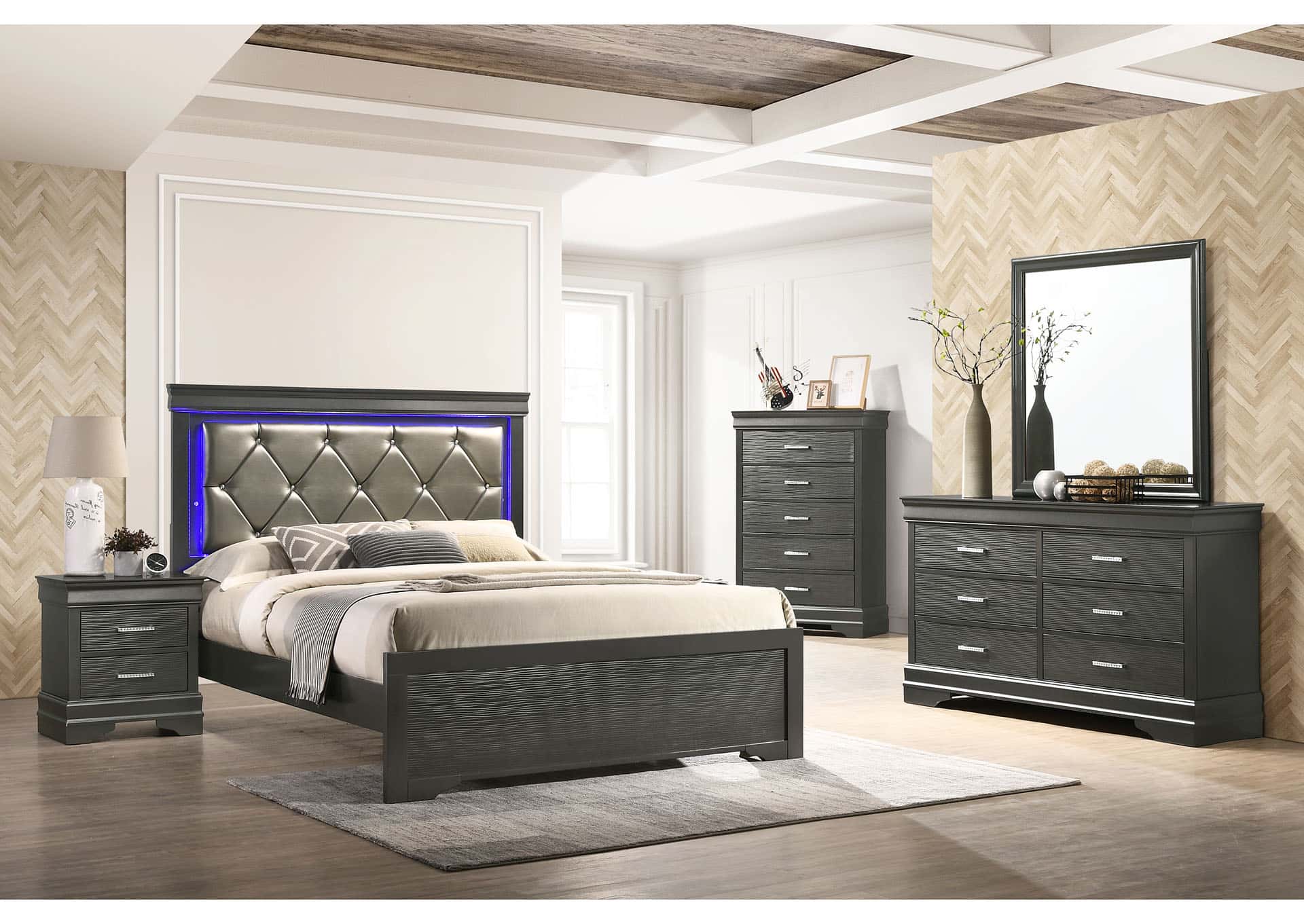 Brooklyn Metalic Grey Bedroom Set - Thumbnail 2