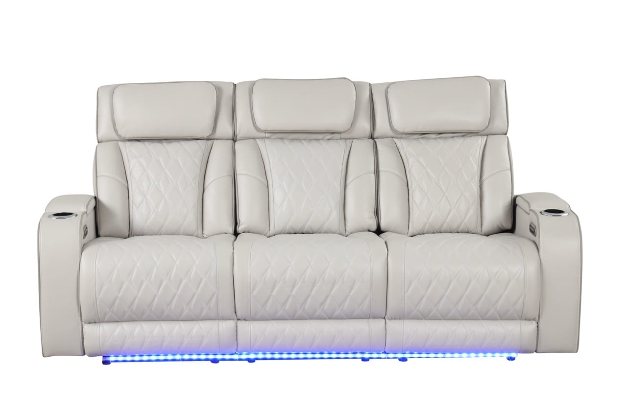 HEVE funcouture leather PT 白 38 新品 タグ付き Fortuner Ice Faux Leather Reclining Sofa w/LED at Futonland
