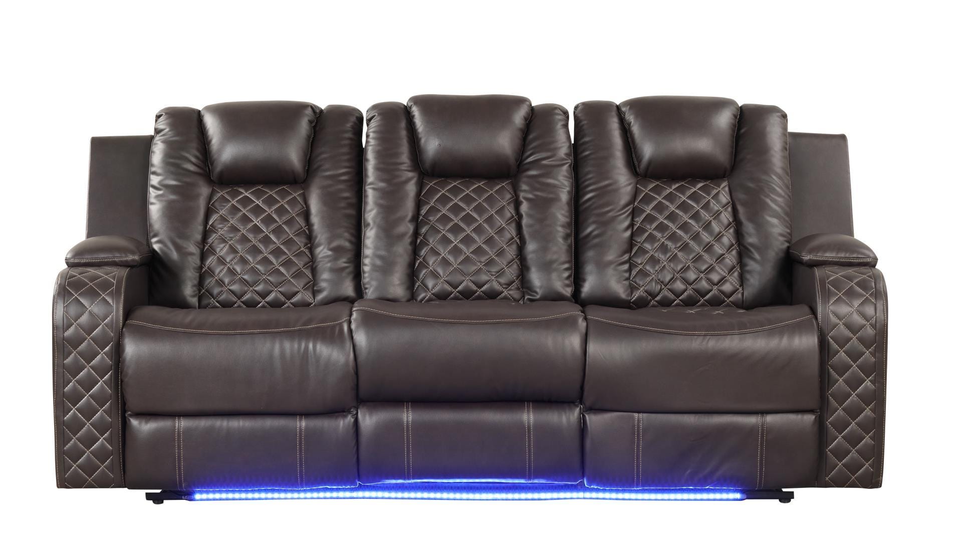 Benz Brown Faux Leather Sofa & Loveseat - Thumbnail 2