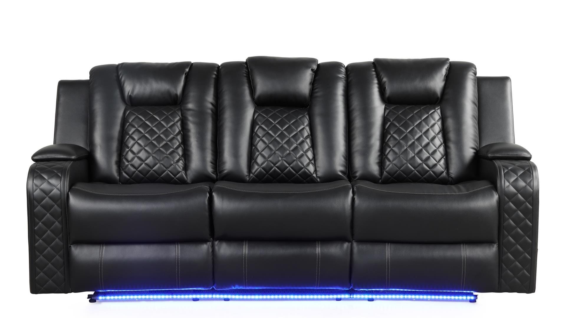 Benz Black Faux Leather Sofa
