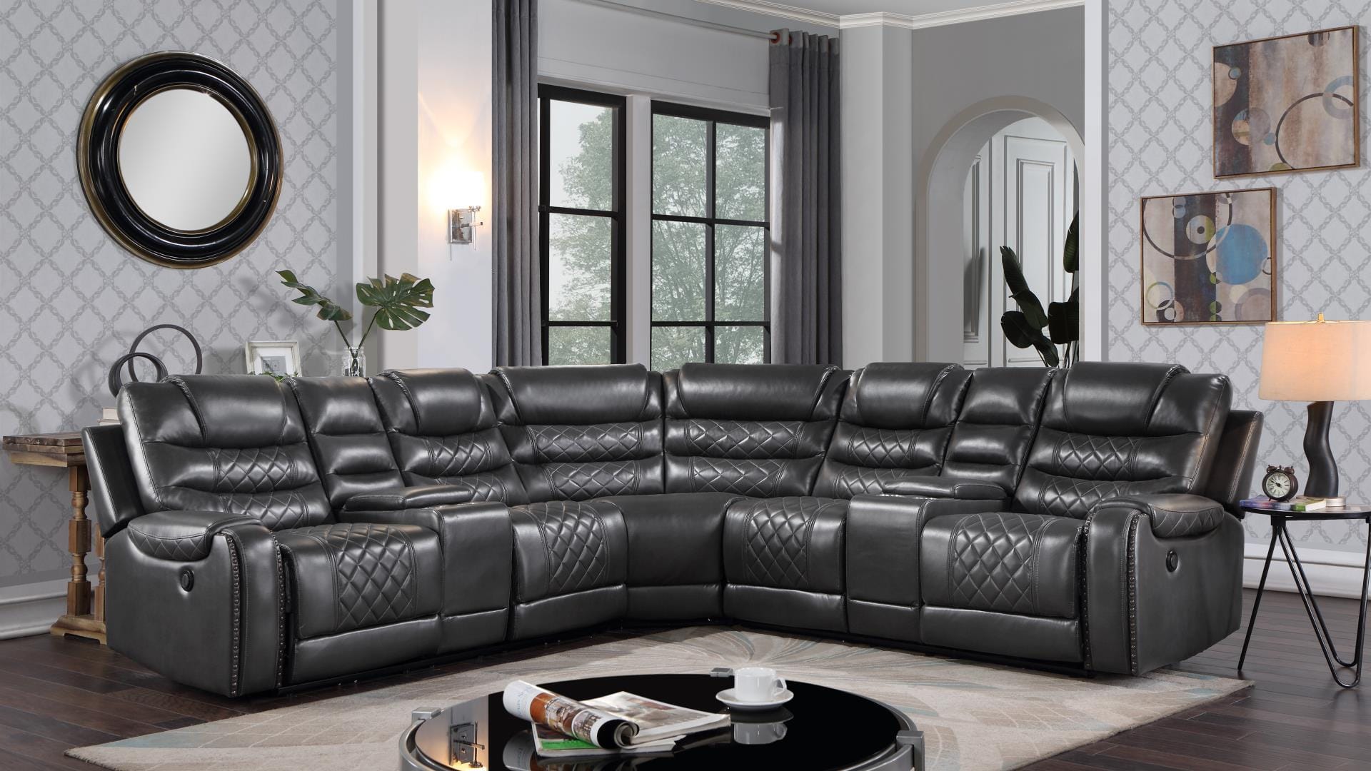 Tennesee Gray Faux Leather Sectional