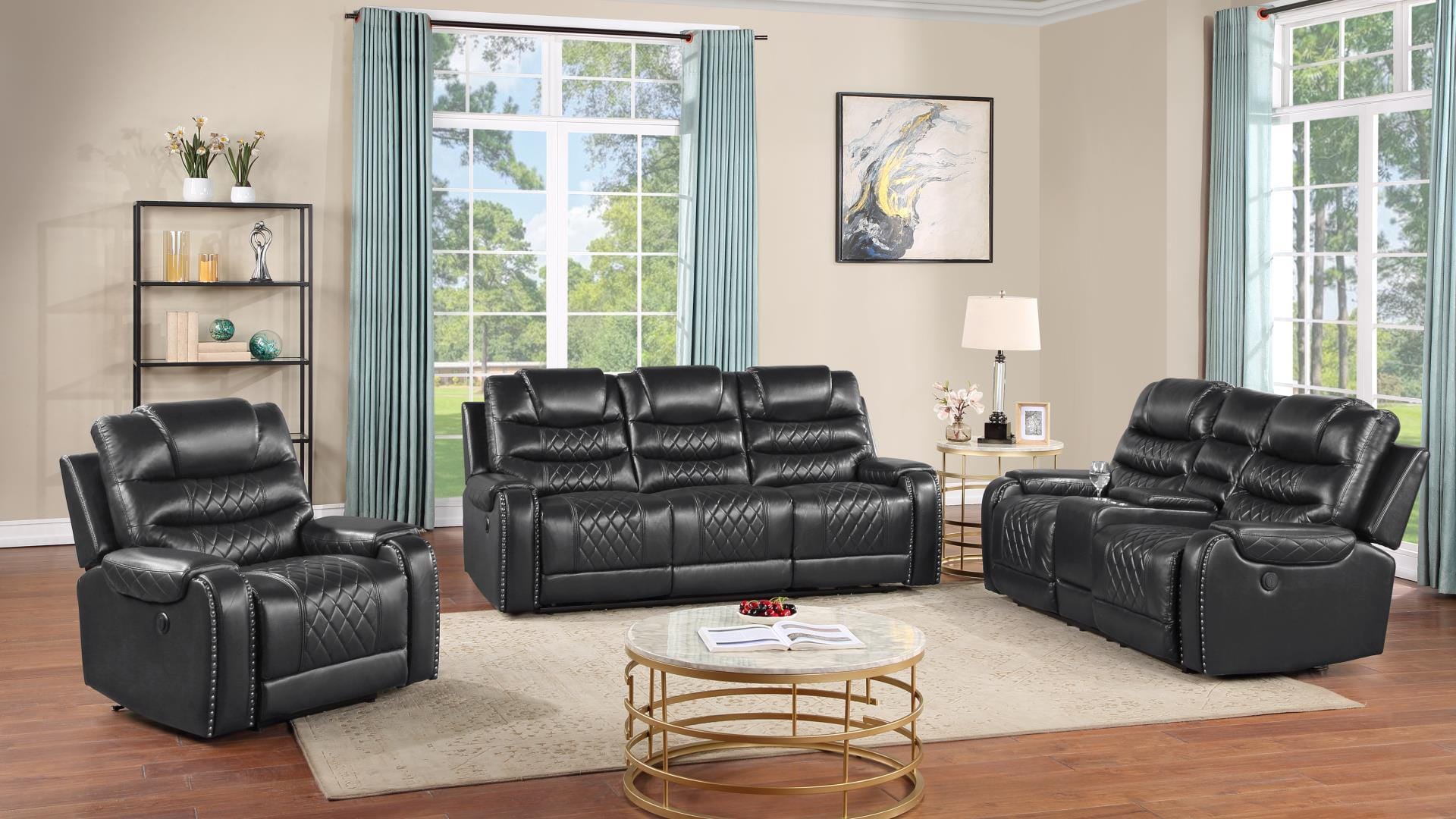 Tennessee Gray Faux Leather Sofa + Loveseat by Galaxy Furniture