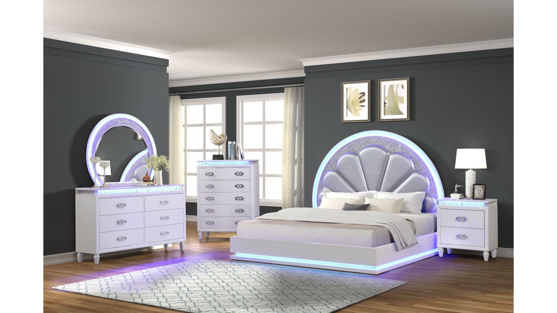 Perla Milky White Wood Bedroom Set - Thumbnail 3