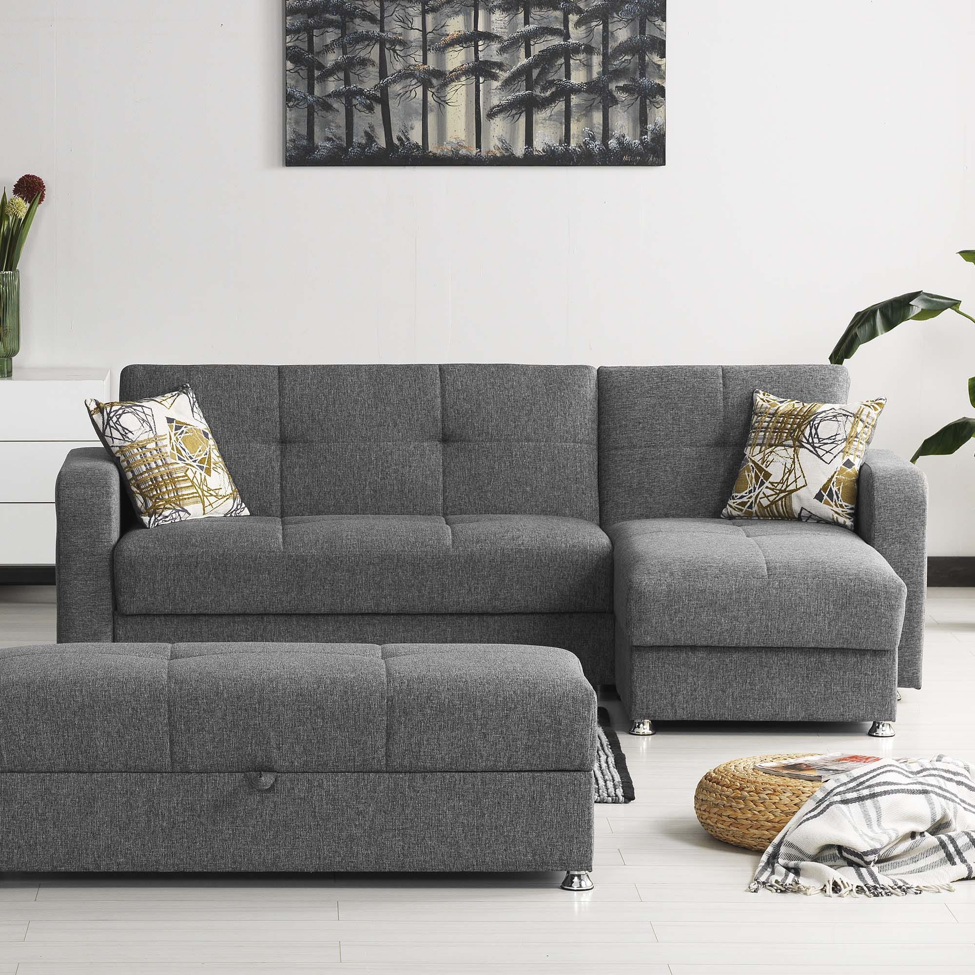 Harmony Gray Sectional Sofa Sleeper by Casamode