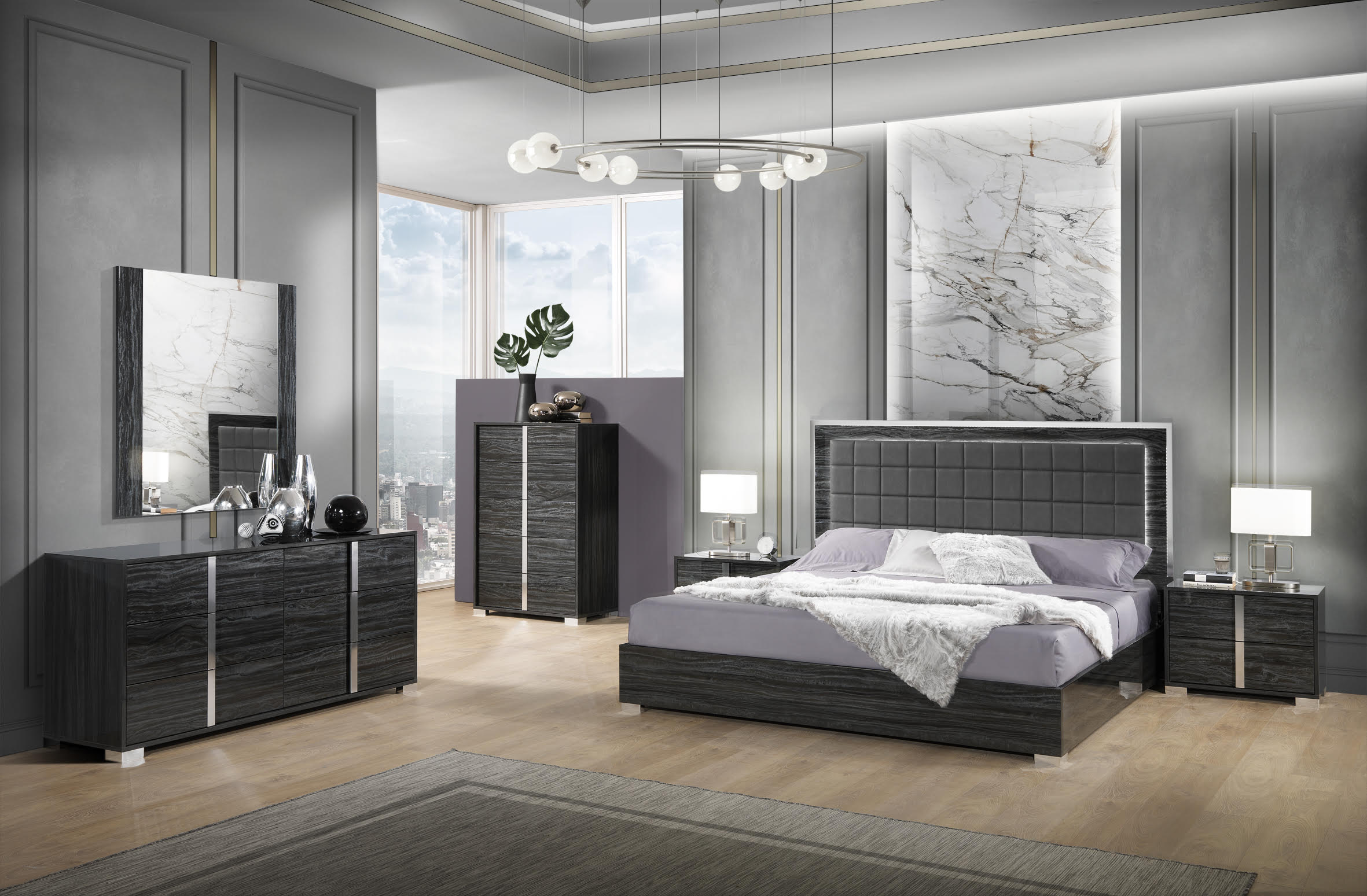 Modrest San Marino Glossy White Bedroom Set - Zuo Modern