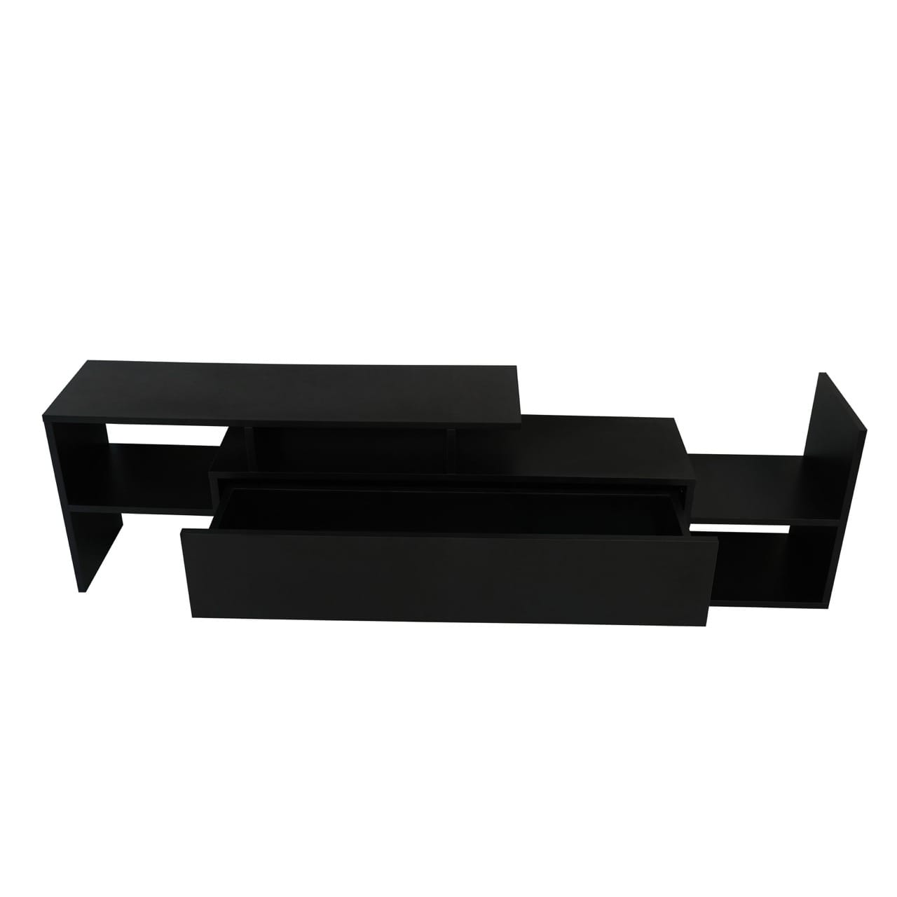 Surrey Modern TV Stand w/MDF Shelves & Bookcase, Ebony at Futonland