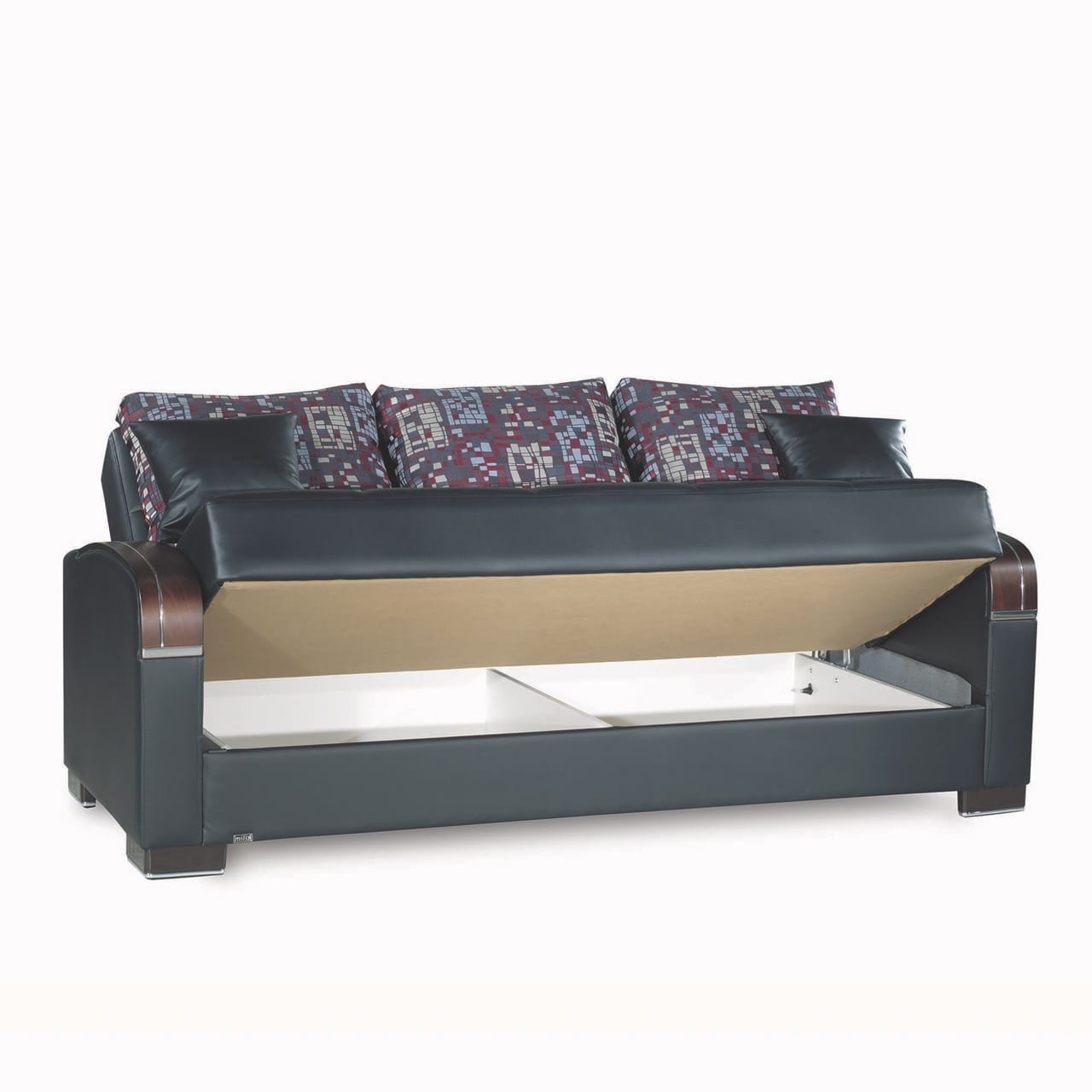 Mobimax Black PU Leatherette Sofa Bed - Thumbnail 2