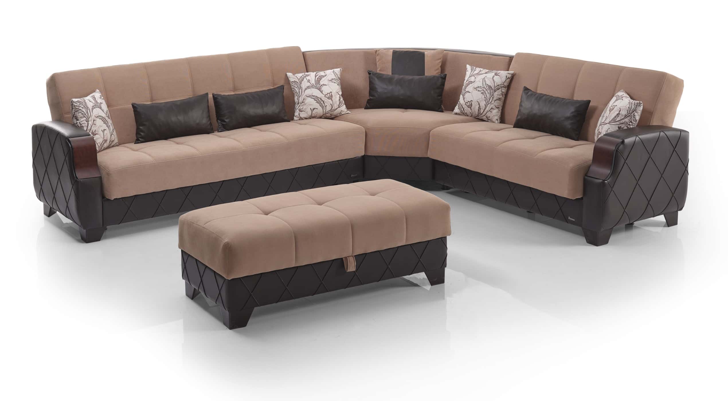Molina Lyon Brown Sectional Sofa Sleeper - Thumbnail 2