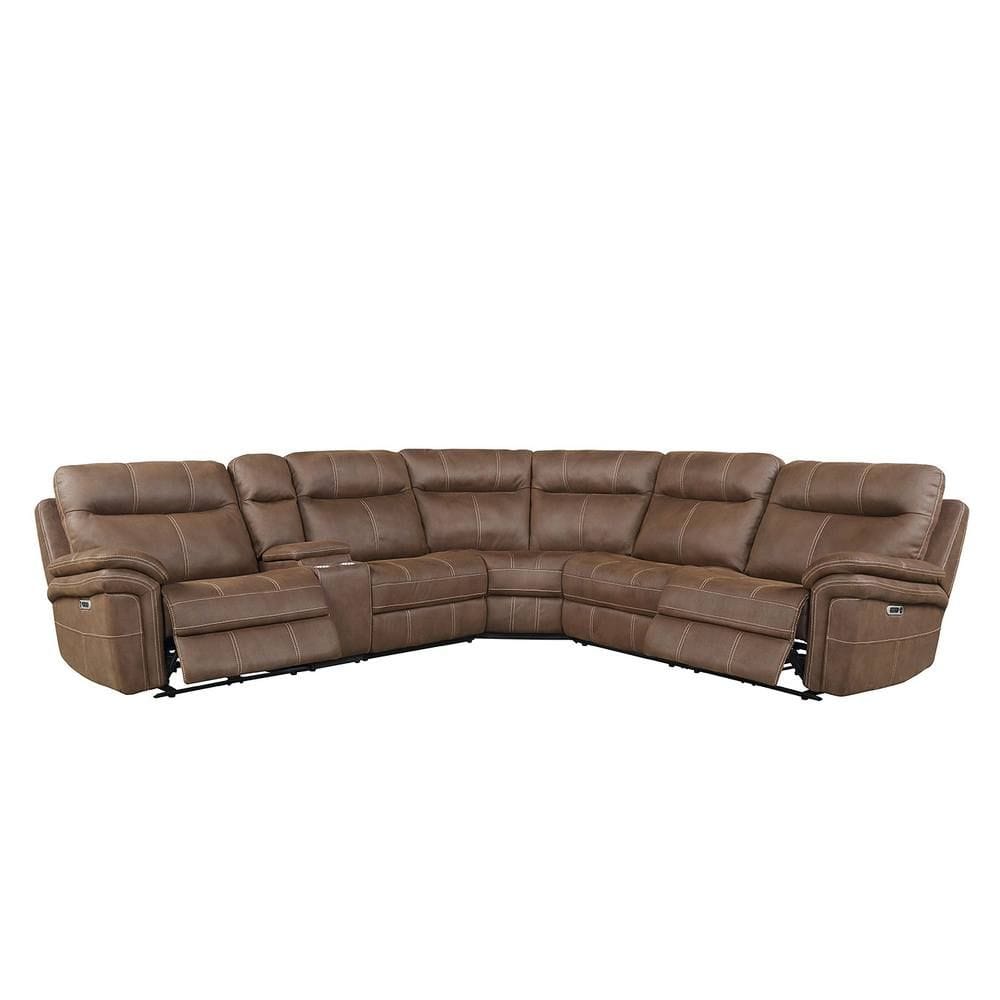 Mason Dark Kahlua 6 Piece Modular Power Reclining Sectional w/Power ...