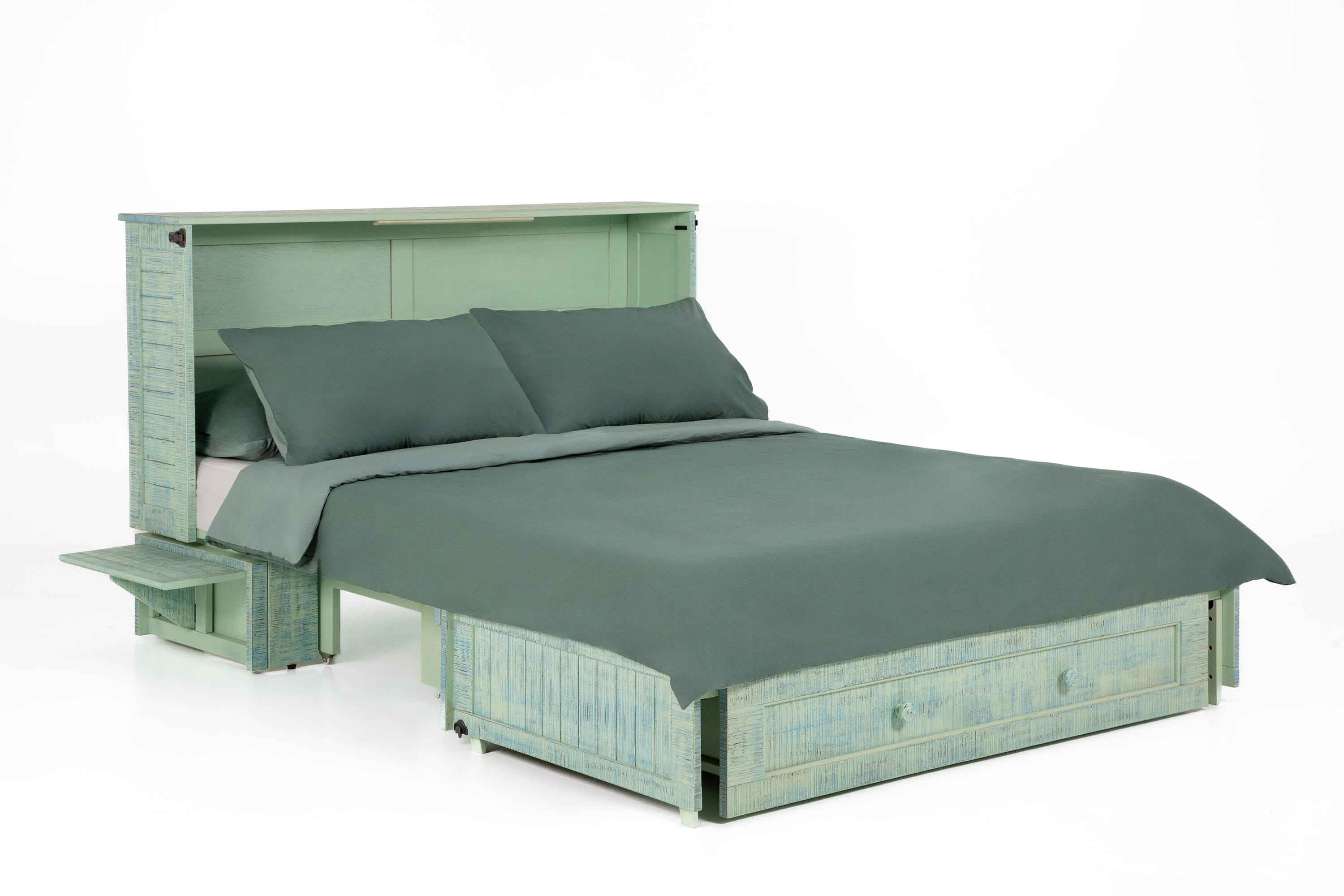 Poppy Seafoam Queen Murphy Cabinet Bed at Futonland