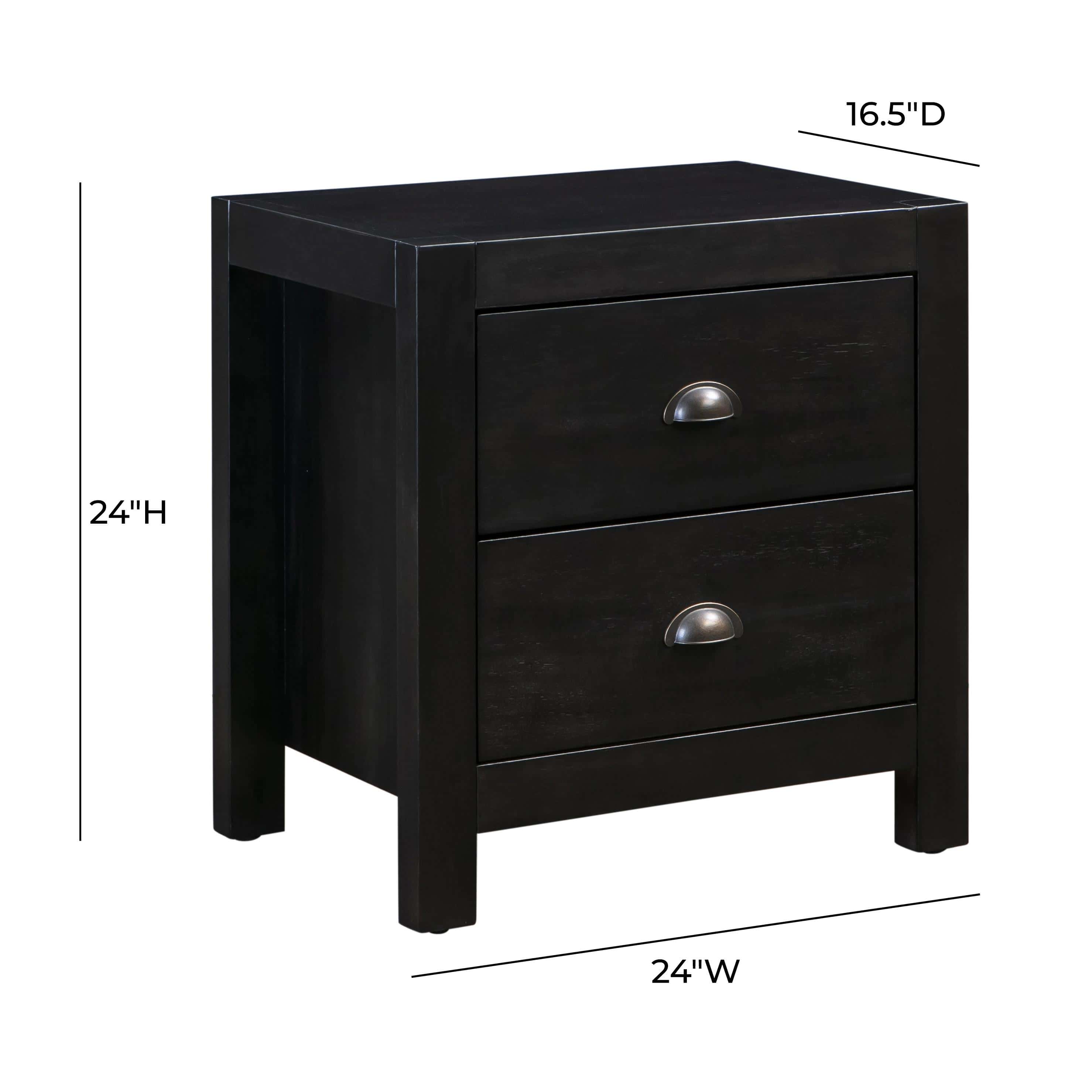 Asheville Black Wooden Nightstand at Futonland