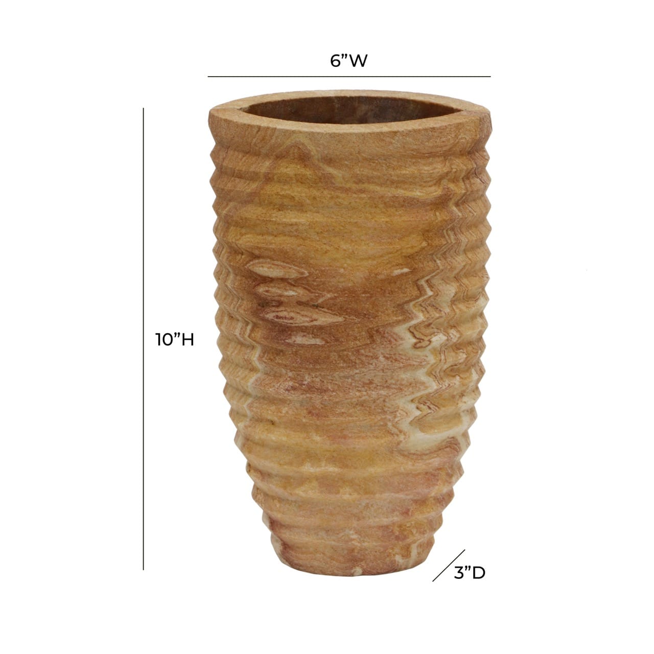 Saava Ribbed Stone Vase - Thumbnail 5