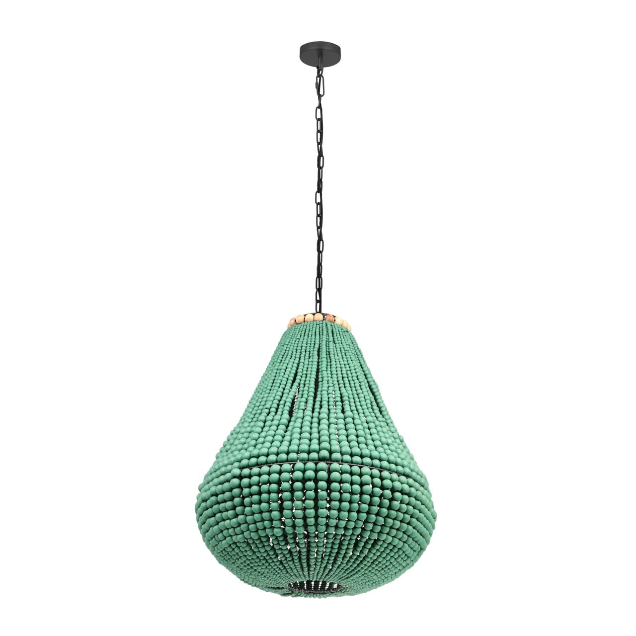 Palani Green Wooden Bead Chandelier - Thumbnail 2