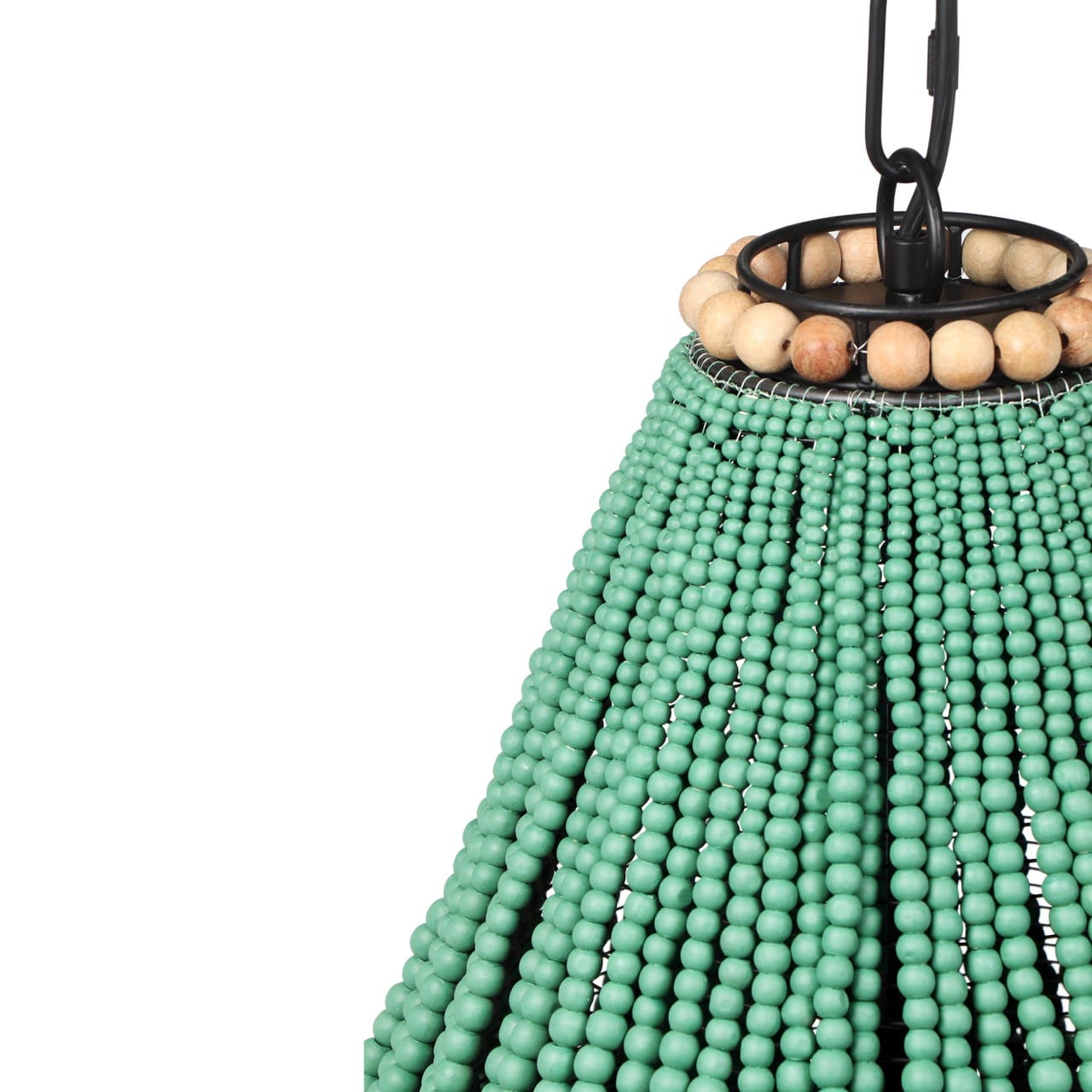 Palani Green Wooden Bead Chandelier - Thumbnail 4