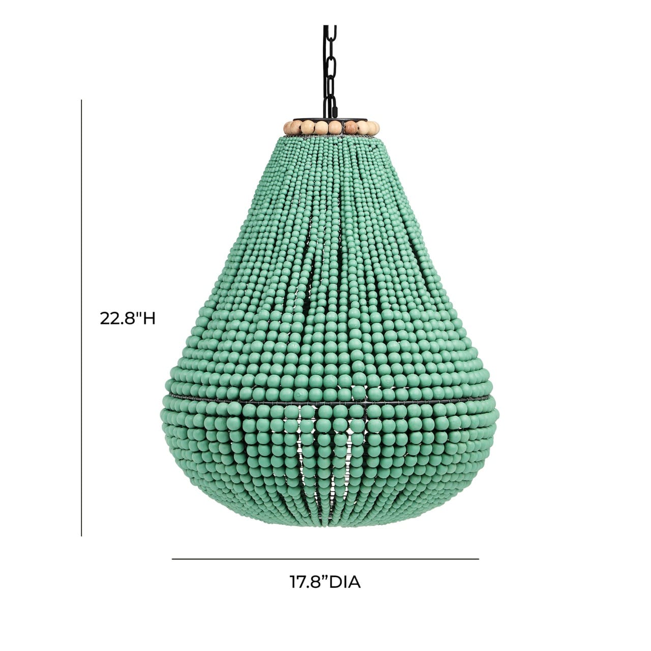Palani Green Wooden Bead Chandelier - Thumbnail 5