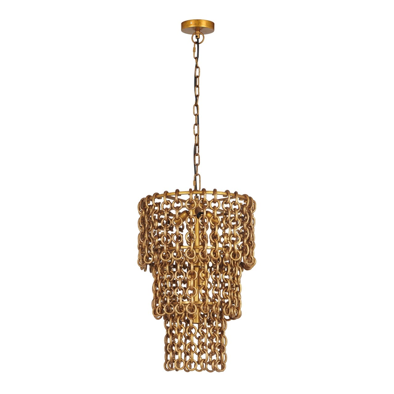 Nirsa Brass Chain Link 3-Tier Chandelier - Thumbnail 2