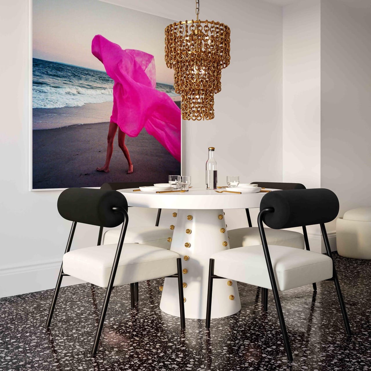 Nirsa Brass Chain Link 3-Tier Chandelier - Thumbnail 5